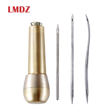 LMDZ 4Pcs Canvas Leather Tent Shoes Sewing Awl Taper Leather craft Needle Kit Repairing Tool Sets Hand Stitching
