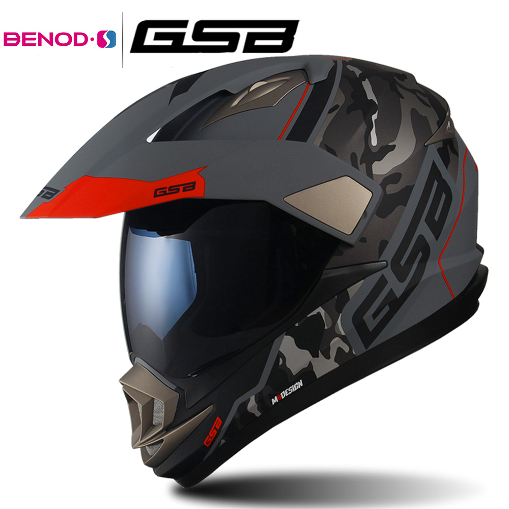 GSB Full Face Motorcycle Helmet Anti-fog Lens Motorcross Off-road Helmet With Removable Inner Lining Multicolor Racing Helmet