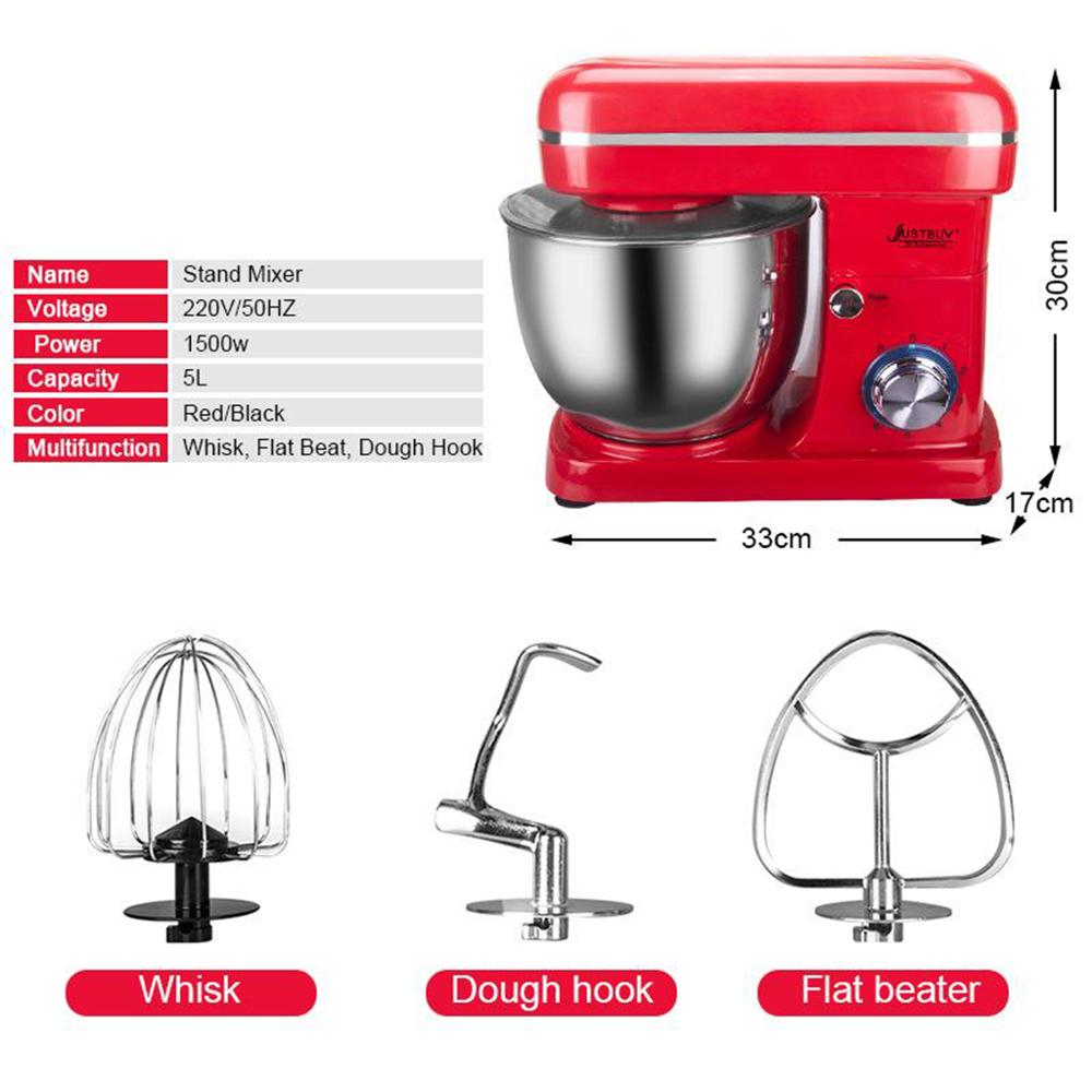 Electric 5L Kitchen Floor Flour Planetary Pizza Dough Stand Mixers Food Processor for Cake Bread with Bowl Cover hook whisk