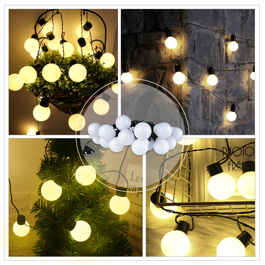 10M 38 LED String Light Globe Bulb Christmas Fairy Lights Outdoor Party Garden LED Garland Wedding Decoration Holiday Lighting