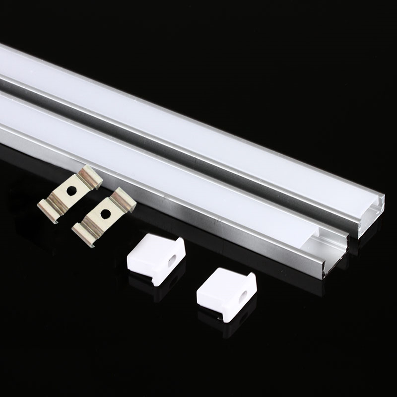 DHL 10-100PCS LED aluminum profile U Style 1M for 5050 5630 led strip,milky/transparent cover for aluminum channel