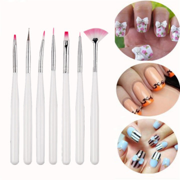 7pcs/set Nail Painting Brushes UV Gel Acrylic Nail Art Brush Manicure Brush Pen Dotting Painting White Nail Brush Set