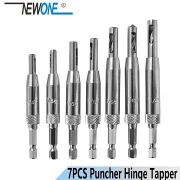 7pcs/set power tool Core Drill Bit Set Hole Puncher Hinge Tapper for Doors Self Center Woodworking Tools milling cutter