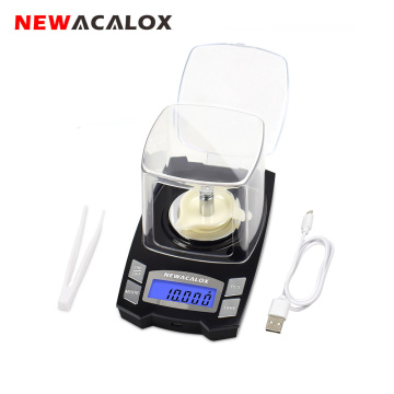 NEWACALOX 50g/100g x 0.001g USB Charging Jewelry Scale LCD Digital Pocket Precision Electronic Scale Medicinal Lab Balance Weigh
