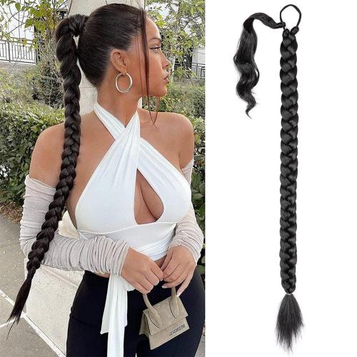 Alileader Recommend 36inch Long Silk Synthetic Braiding Hair Extension Wrap Around Ponytail With Rubber Band Supplier, Supply Various Alileader Recommend 36inch Long Silk Synthetic Braiding Hair Extension Wrap Around Ponytail With Rubber Band of High Quality