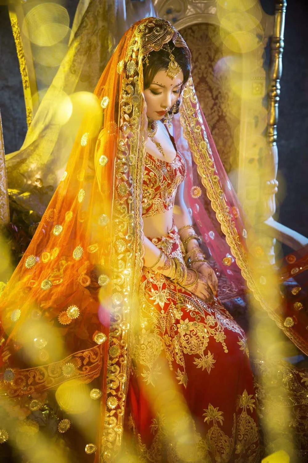 Sarees Wedding India Woman Wedding Costume Ethnic Style Lehenga Choli Performance Gorgeous Suits top+skirt+scarf+pants
