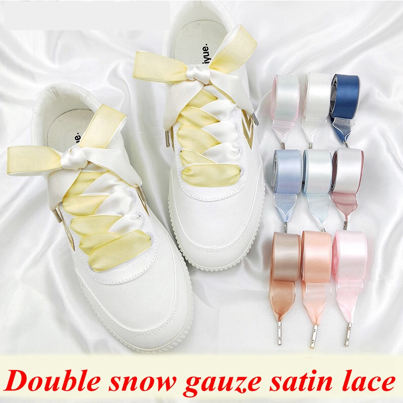 20 Colors Satin Shoelaces Silk Ribbon Shoe laces Fashion Canvas Women Shoes Outdoor Leisure Fashion lace Shoelace 2cm Width