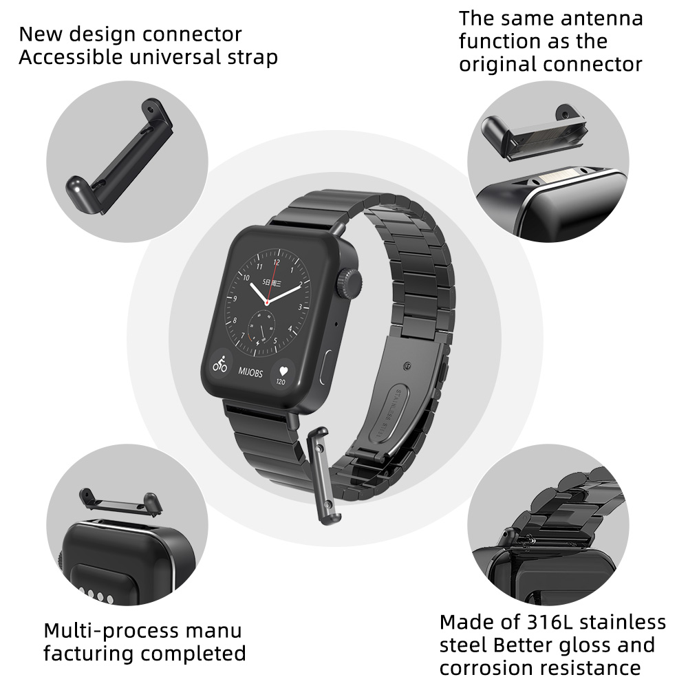 For Xiaomi Mi Watch Metal Strap With Connector Leather Watch Band Bracelet Perfect Match Silicone Replacement Accessories
