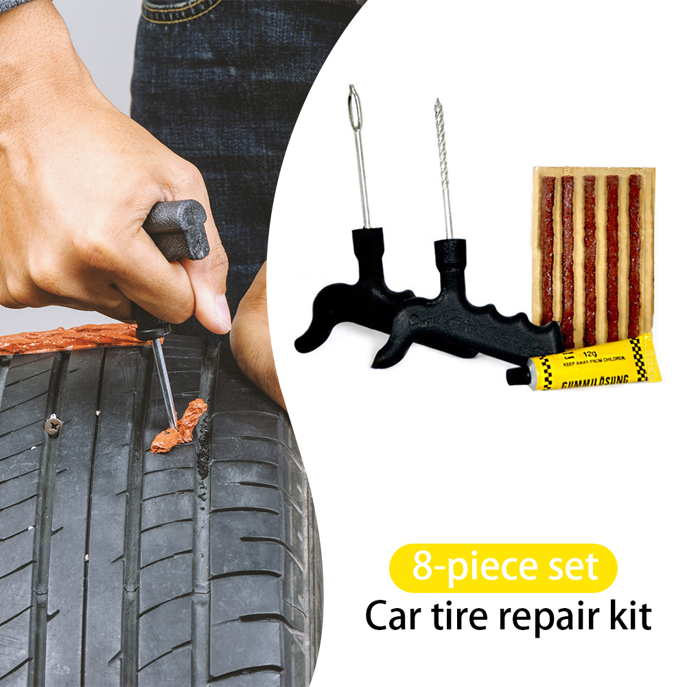 8pcs/Set Car Tire Repair Tools Motorcycle Motorbike Tubeless Tyre Puncture Plug Glue Useful Sets Car Repair Auto Parts