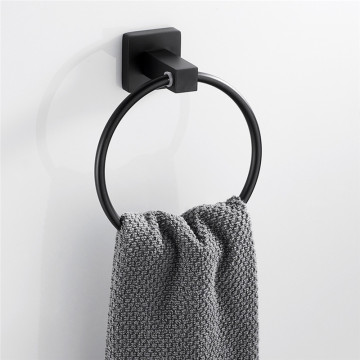 Black Square Round Stainless Steel Wall-Mounted Towel Ring Bathroom Towel Rack Kitchen Bathroom Pendant