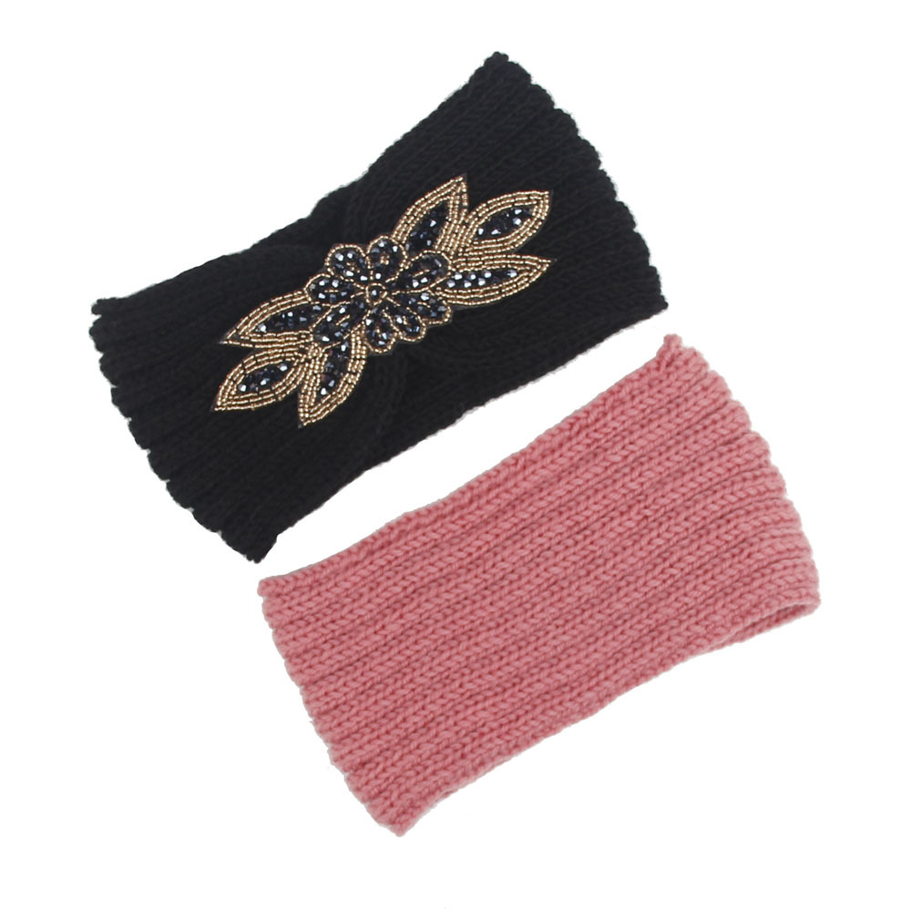 Women Knitted Headbands Women Winter Warm Crochet Head Wrap Wide Elastic Hair Headband with Accessories Hair Bands For lady