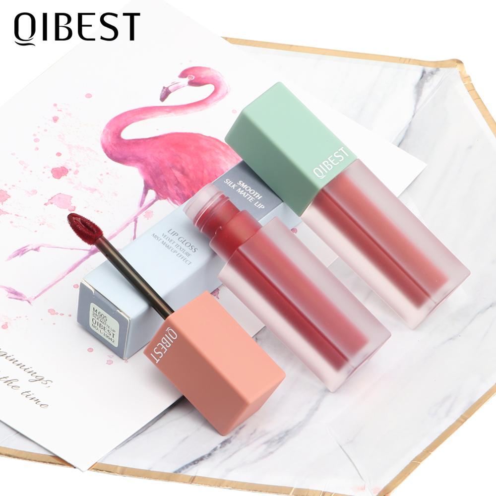 QIBEST Lip Gloss Lipstick Waterproof Velvet Lip Tint 5 Colors Red Pigments Beauty Lips Liquid Matte Lipgloss Makeup Cosmetic