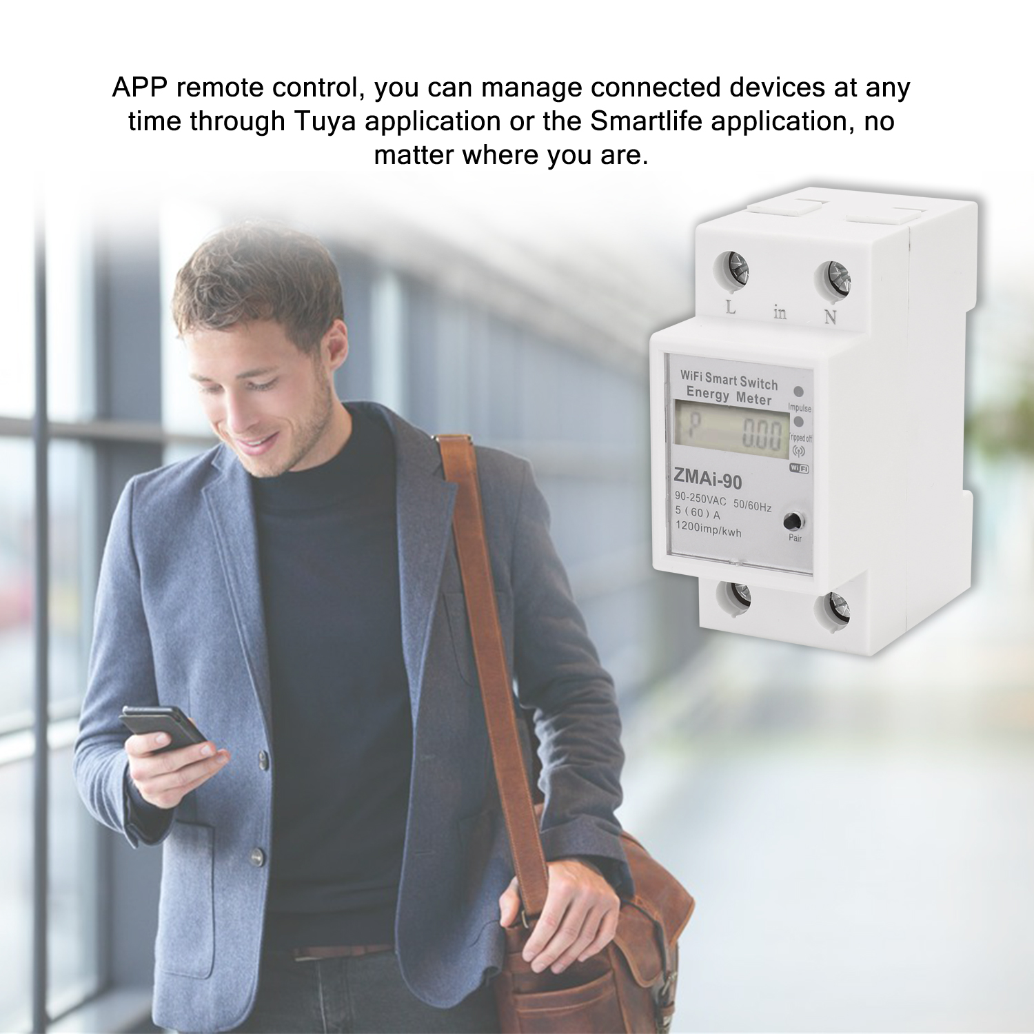 Wifi Intelligent Energy Meter Single Phase Din Rail Power Consumption Kwh Meter Wattmeter Works With Alexa And Google Home