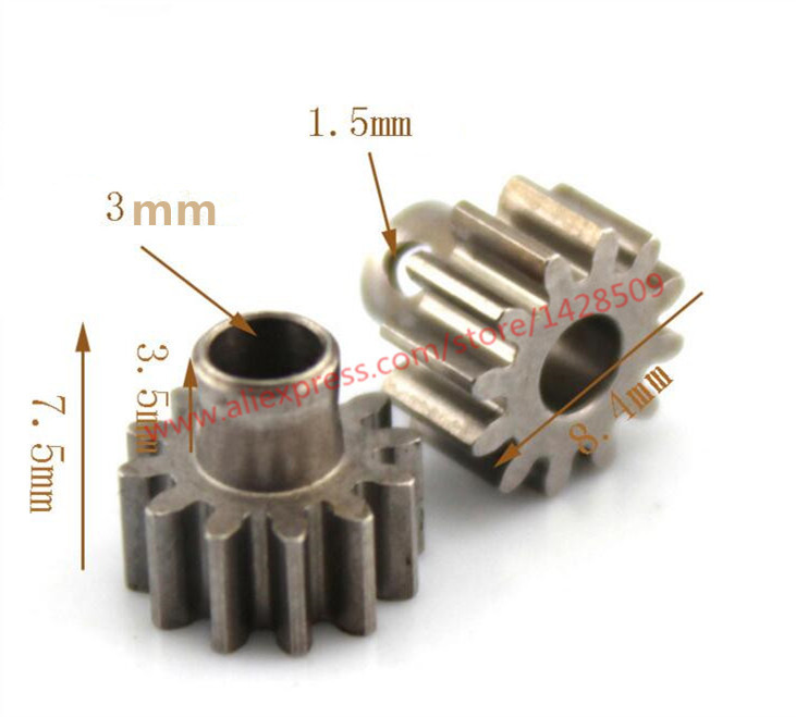 2pcs M0.6 shaft gear 3mm 12T Module Pinion Motor Gear for RC Buggy Monster Truck Brushed Brushless Motor