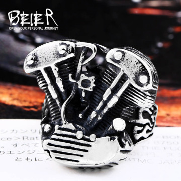 BEIER 316L Stainless Steel ring Fashion Locomotive Ring punk Cool Men's Biker Wing Motorcycle Engine Ring Dropshipping BR8-555
