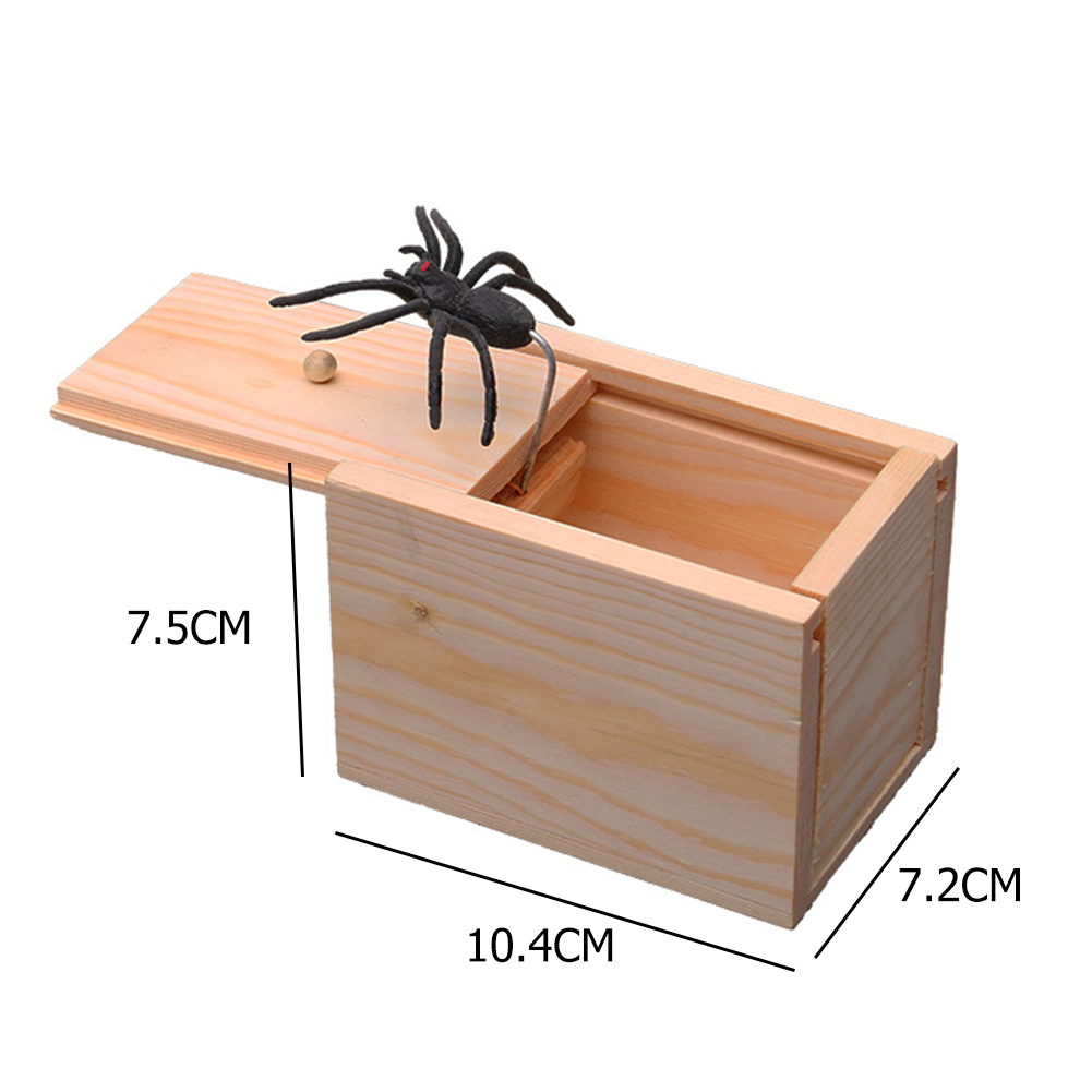 NEW Funny Scare Box Wooden Prank Spider Hidden in Case Great Quality Prank-Wooden Scarebox Interesting Play Trick Joke Toys Gift