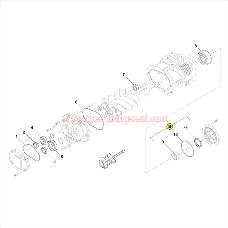 Rotorcomp EVO2 Screw Compressor Air End Repair Kit Shaft Sealing Ring & Inner Ring & O-ring 3pcs A Kit