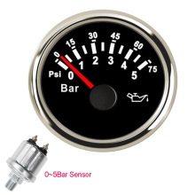 Boat Car Mechanical Oil Pressure Gauge NPT1/4 Sensor Thread for 0-5 Bar Oil Pressure Gauge with Red Backlight