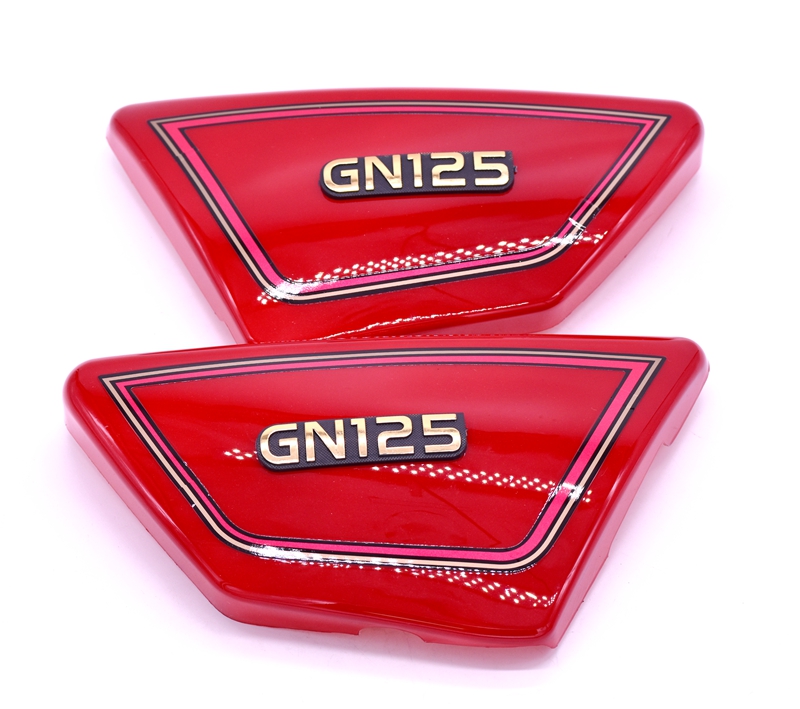 Free shipping motorcycle parts GN125 fuel tank shield black and red for Suzuki gn125 side cover ABS material side cover gasket