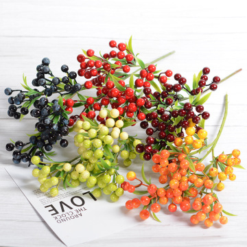 Mini Artificial Berries Flower Christmas Fruit Fake Berry and Small Foam Flowers Decoration Wedding Home Table Plant Arrangment