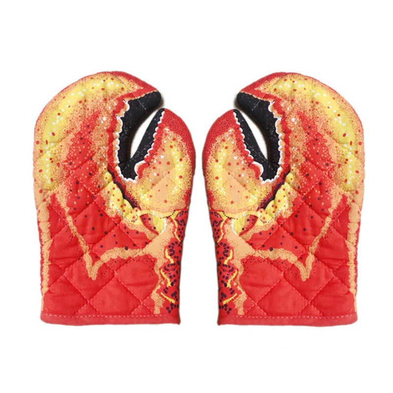 New Set of 1 Lobster Claw Kitchen Oven Mitts Quilted Cotton Microwave Oven Gloves Heat Resistant Nonslip for Cooking BBQ Baking