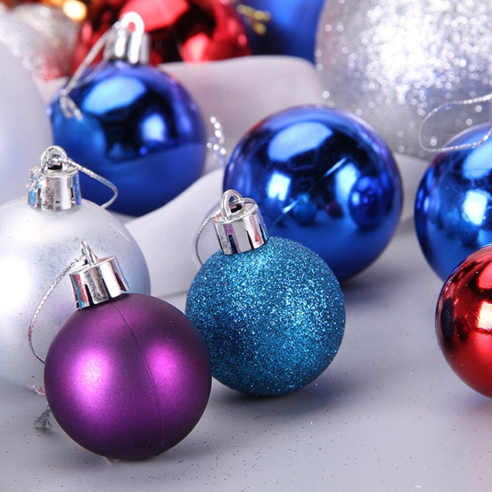 24 Pcs/Set Glitter Christmas Tree Ball Baubles Colorful Xmas Party Home Garden Christmas Decoration Supplies Hot Sale 12 Colors