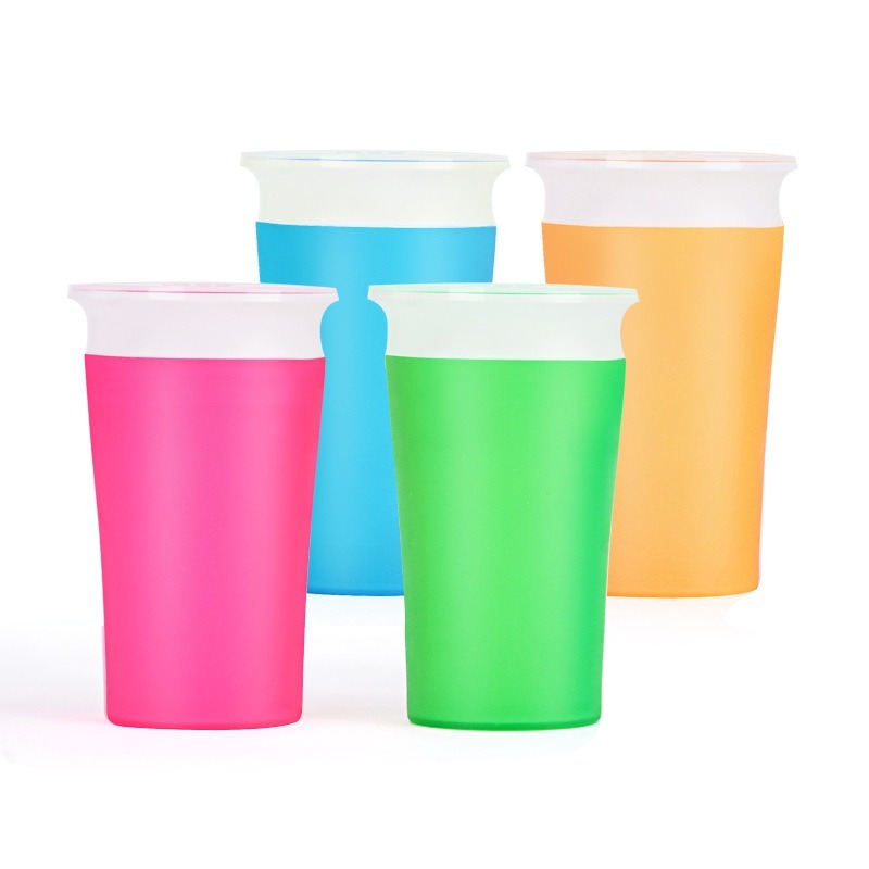 1PC 360 Baby Cups Can Be Rotated Magic Cup Baby Learning Drinking Cup LeakProof Child Water Cup Bottle 260ML Copos