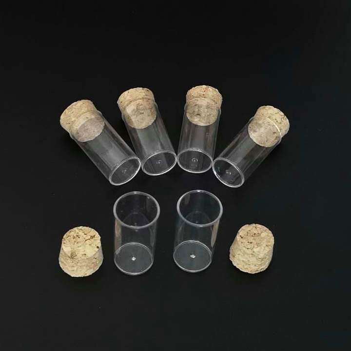 20pcs/lot 24x45mm Flat Bottom Plastic Test Tube, Drosophila Vials culture tube with Cork Stoppers Dia 24mm, Length 45mm