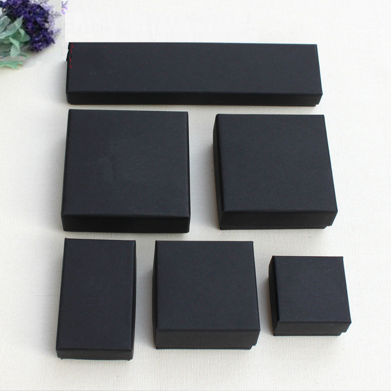 1 Pcs Jewelry Display Gifts Box Holder Black Khaki Kraft Paper Organizer Engagement Ring Jewelry Packaging Necklace Bracelet