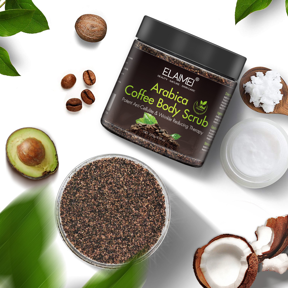 250g Arabica Coffee Body Scrub Natural Coconut Oil Body Scrub Exfoliating Whitening Moisture Reducing Cellulite DROP SHIPPING