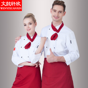 New Chef Uniform Long Sleeve Adult Hotel Restaurant Chef Jacket Male Female Kitchen Overalls Kitchen Jacket Sweat Towel B-6407