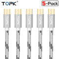 [5-Pack] TOPK 2A Micro USB Cable Mobile Phone Data Sync Cable For Xiaomi Samsung Huawei Micro usb Port Charger Cable