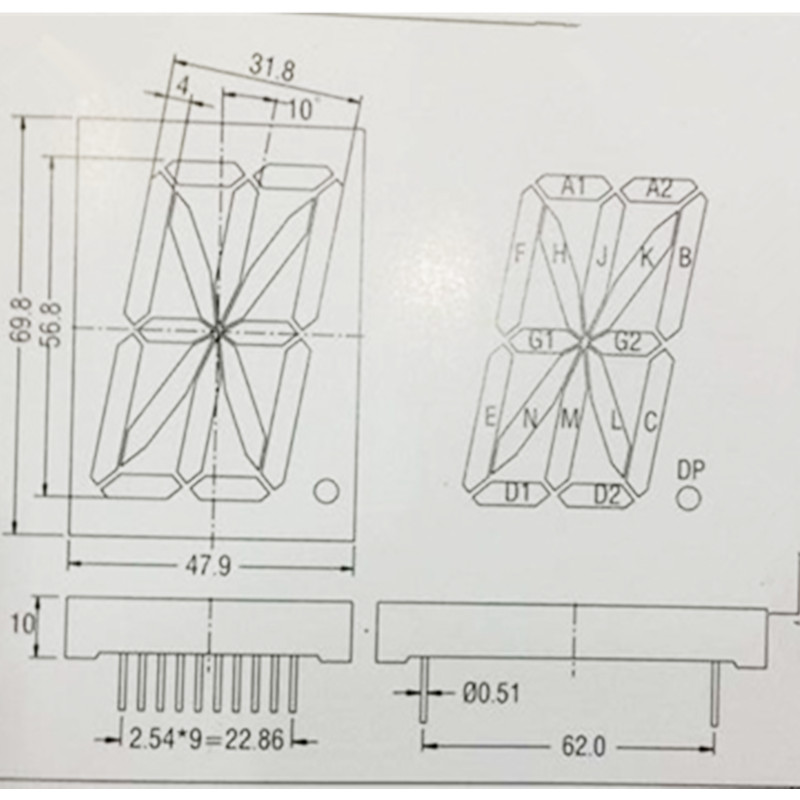 2.3" LED Display Red 16Segment 1Digit Bit 1-digit Signs LED Display 2.3inch Cathode Anode 16-segment LED Display Module Tube RED