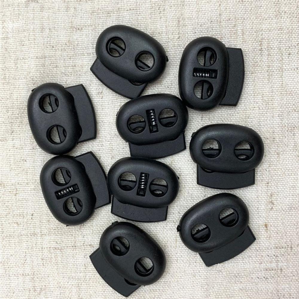 Black Plastic Cord Lock Hole Toggles Clip Bean Stoppers Push Lock Apparel Bungee Cord Elastic Rope Sportswear Accessories Q40