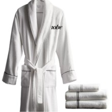 Custom hotel bathrobe with piping