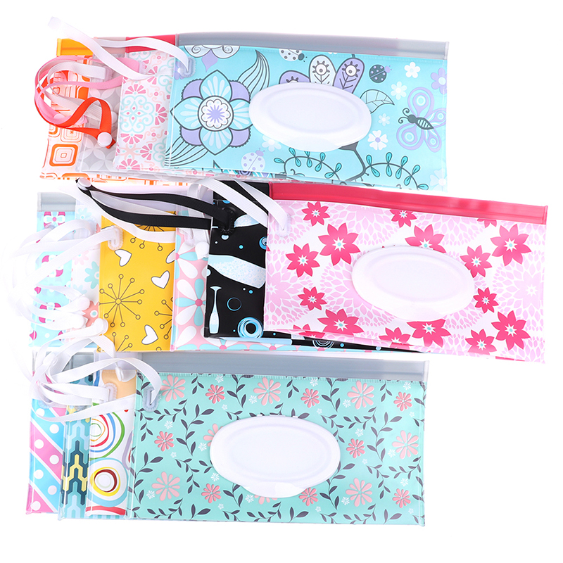 Baby Care Wet Wipe Box Eco-Friendly Wet Tissue Case Cleaning Wipes Container Case Portable Wet Wipe Bag EVA Snap Strap Wipes Bag