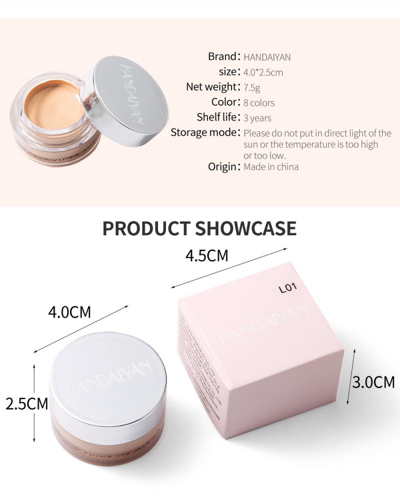 Handaiyan Full Coverage Concealer 8 Colors Natural Brighten Repair Foundation Cream For Woman TSLM2
