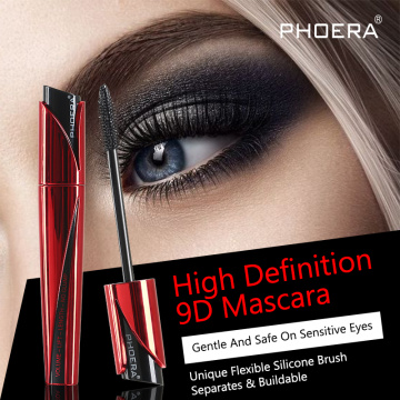 PHOERA Natural 9D Silk Fiber Lash Mascara Waterproof Mascara for Eyelash Extension Black Thick Long Curling Eyelash TSLM1