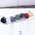 Runyangshi 7pc / set natural crystal seven chakras Large unpolished raw stone Healthy energy cure quartz + Gypsum rod base