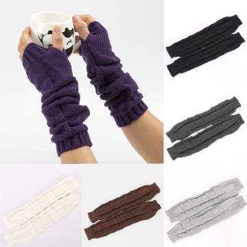 Female Gloves Causal Women's Gloves Twist Fingerless Gloves Winter Arm Warmer Long Knit Mitten For Women Handschoen#85