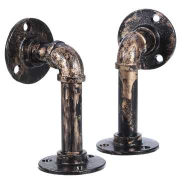 2Pcs DIY Industrial Iron Pipe Wall Shelf L Bracket Vintage Retro Shelf Brackets Storage Holder Rack Home Decor Black Gold Silver