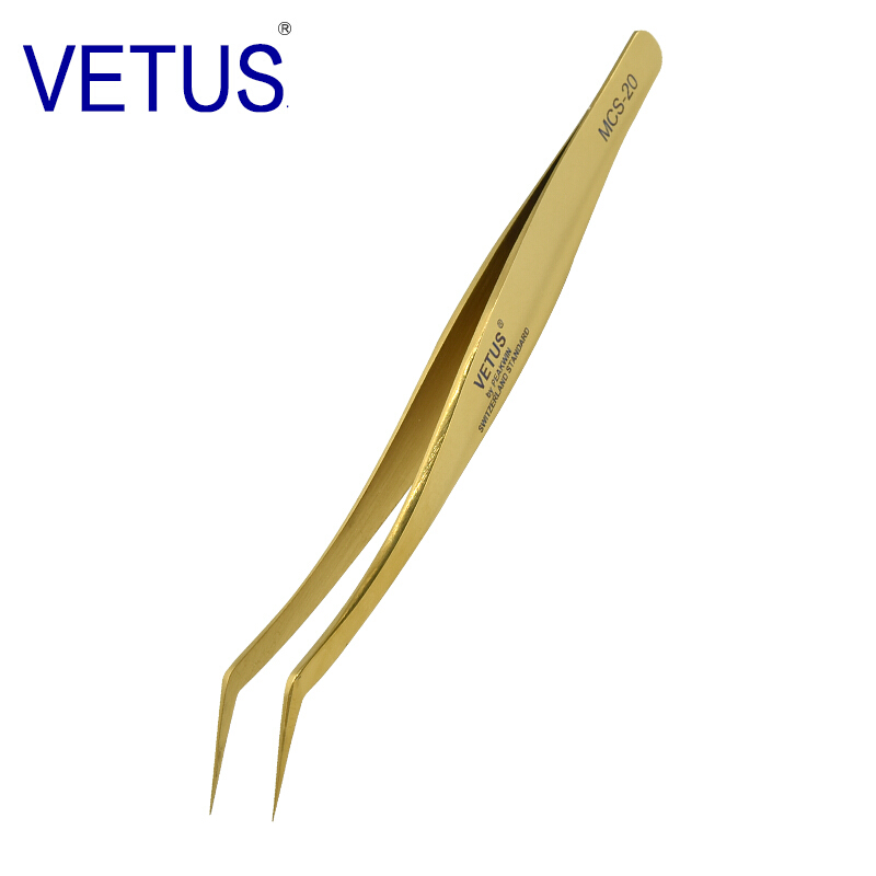 Vetus Eyelash Extension Tweezers Anti-magnetic Volume Lash Tweezers Gold Eyebrow Pincet