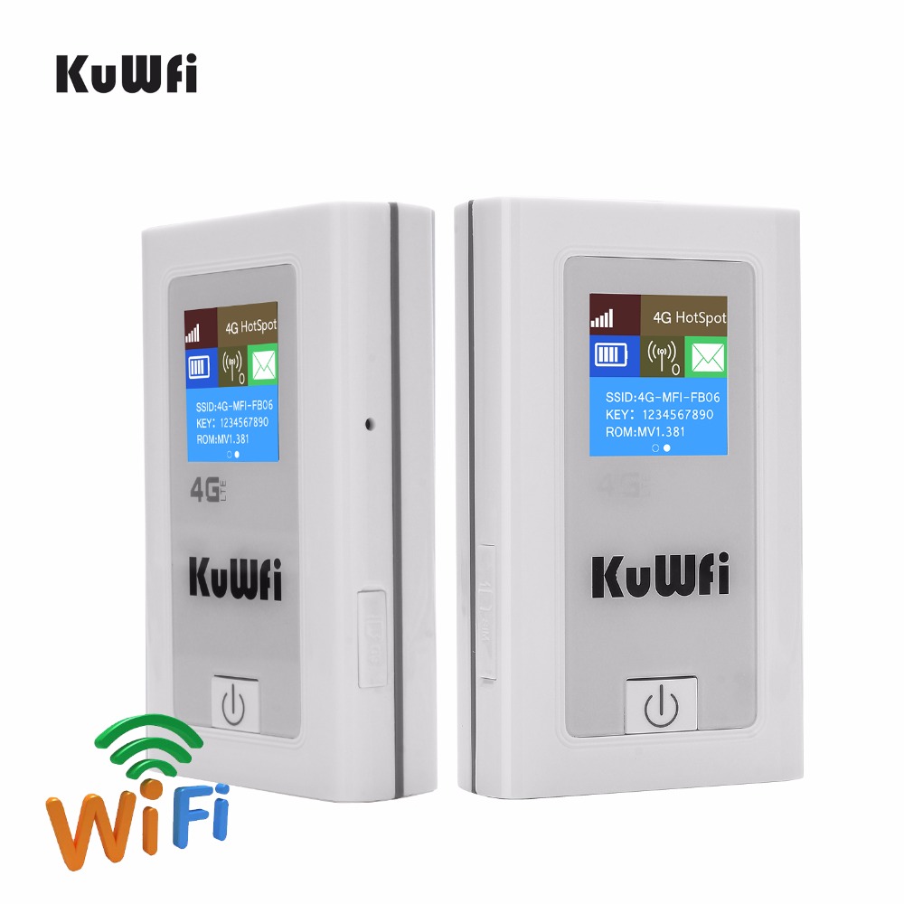 KuWFi Power Bank 4G LTE Router 3G/4G Sim Card /TF Card Wifi Router Pocket 150Mbps CAT4 Mobile WiFi Hotspot with SIM Card Slot