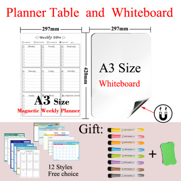 Dry Erase White Board Diary Agenda Memo Calendar Board Magnetic Monthly&Weekly Planner Table and Magnetic Whiteboard