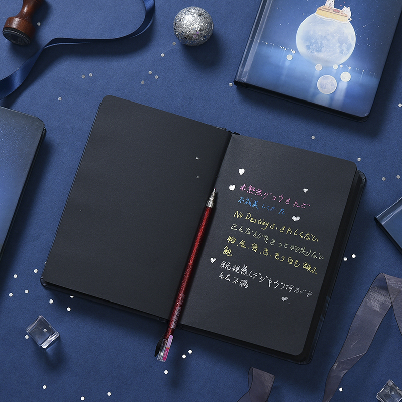 Fromthenon Night Light Handbook Black Blank Inner Pages Diary Cardboard Core Notebook Album Scrapbooking DIY Black Planner