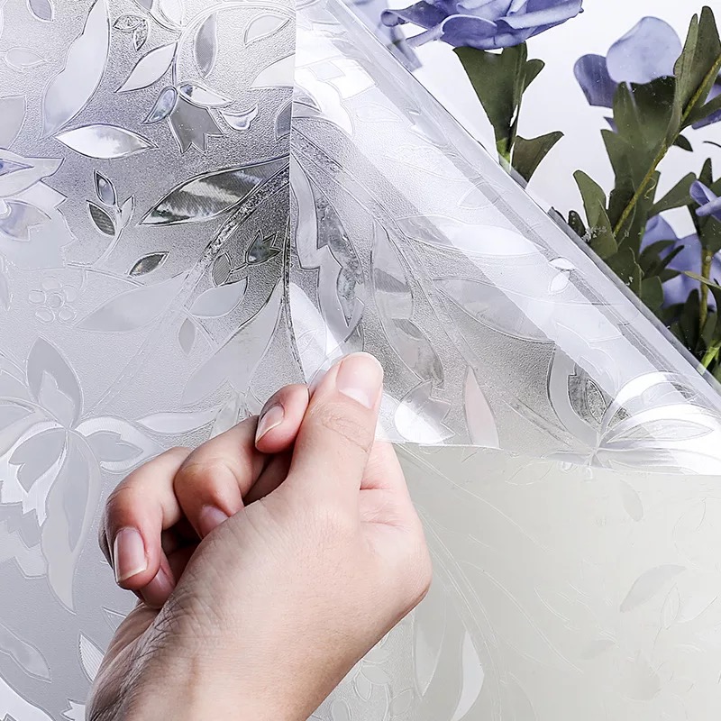 3D Privacy Window Film Tulip Flower Frosted Decorative Self-Adhesive films Glass Sticker Opaque Stained Used in bedroom office.