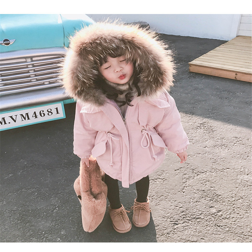 Kids Jacket Winter Real Fur Girls Jackets Parka Coats Hooded Thick Warm Down Baby Girl Coat Fleece Toddler Outerwear Clothes