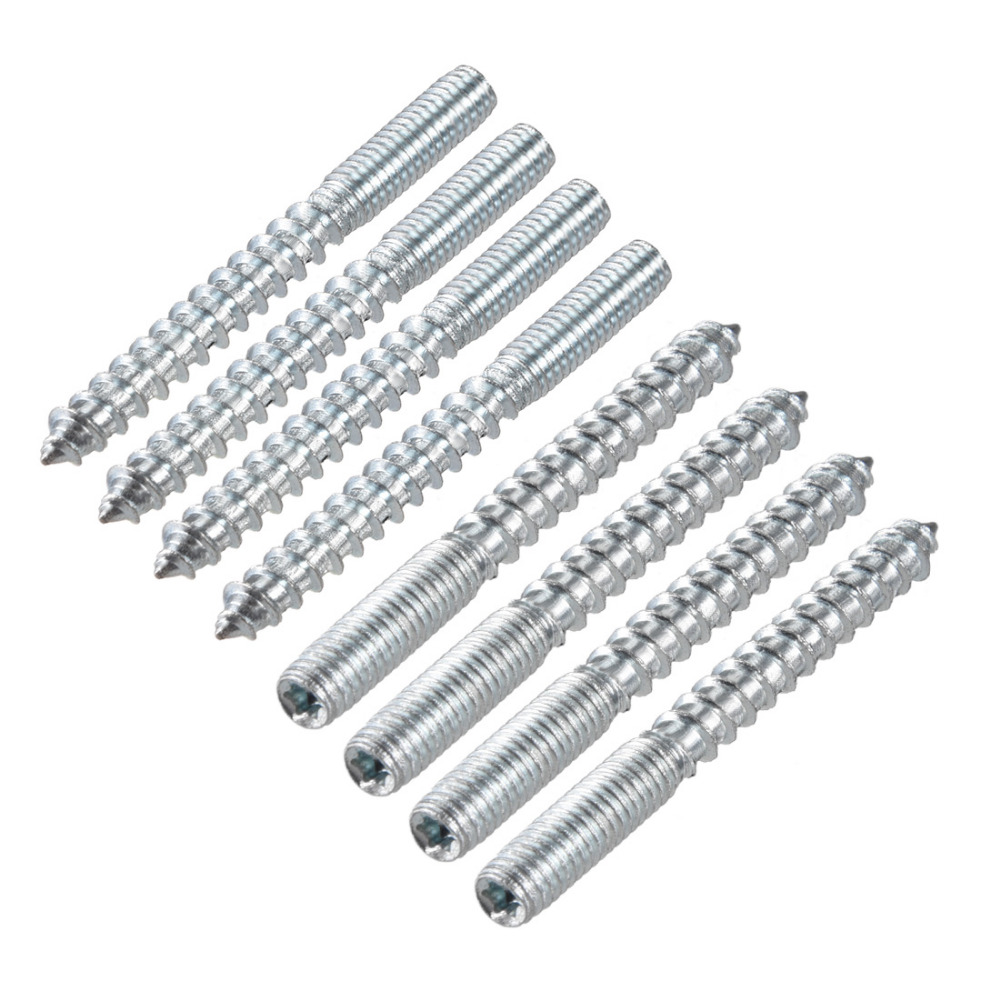 Uxcell 8Pcs M8 M6 M10 Carbon Steel Double Headed Bolt Screw Hanger Bolt Self-Tapping Screw for Furniture Blue White Zinc Plated
