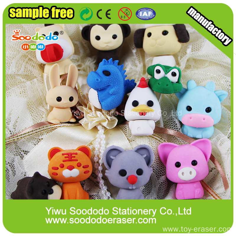 3D Cute 12 chinese zodiac Shaped Eraser,Eraser Rubber China Manufacturer
