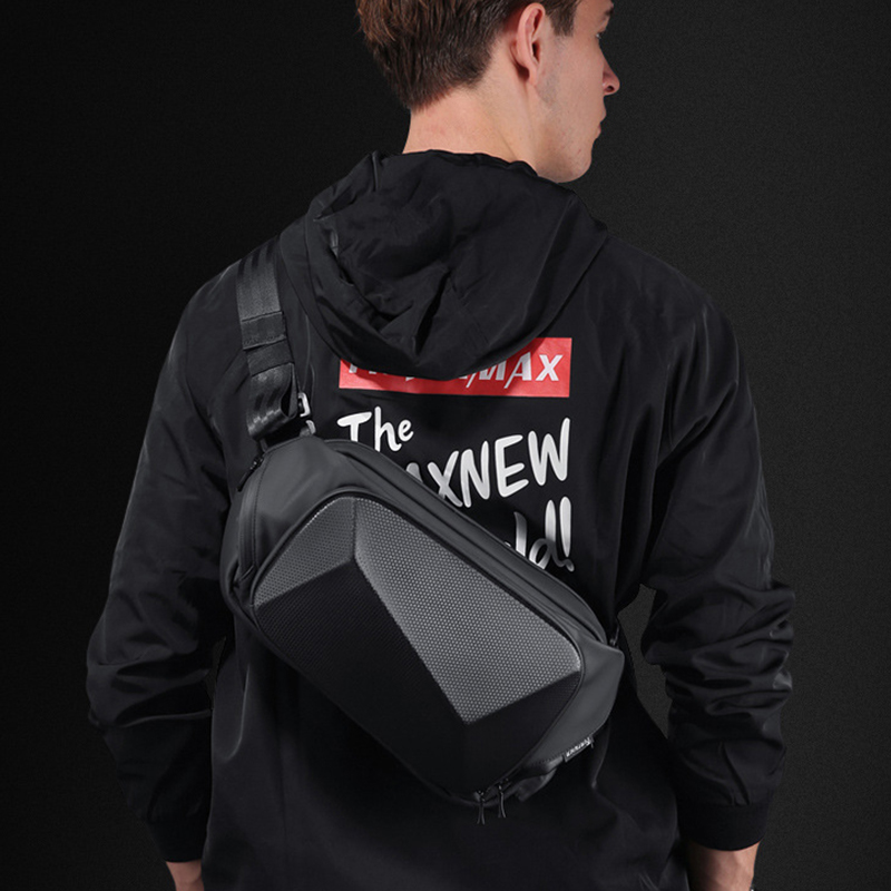 inrnn Fashion Shoulder Bag Men Waterproof Crossbody Bags Hard Shell Chest Bag for Teenager USB Charging Male Sling Messenger Bag